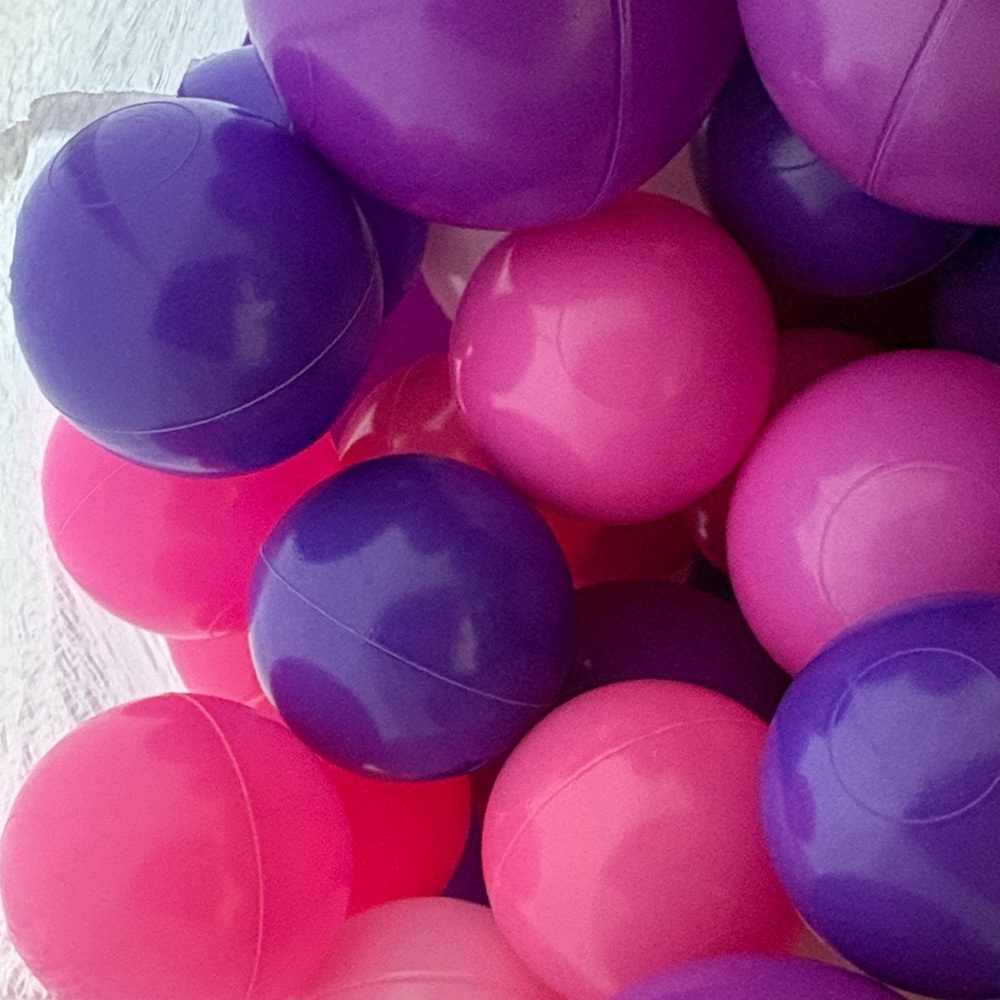 100 count ball pit balls mostly pink purple white